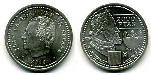 2000 Peseta Kingdom of Spain (1976 - ) Silver Juan Carlos I of Spain (1938 - )