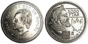2000 Peseta Kingdom of Spain (1976 - ) Silver Juan Carlos I of Spain (1938 - )