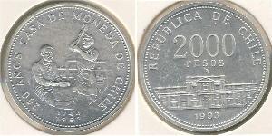 2000 Peso Cile Argento 
