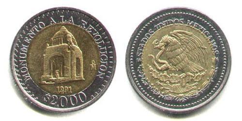 2000 Peso United Mexican States (1867 - ) Bimetal 