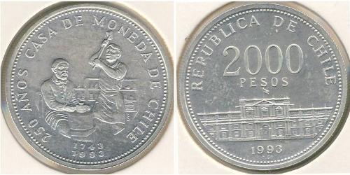 2000 Peso Chile Silber 