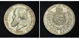 2000 Reis Empire du Brésil (1822-1889) Argent Pierre II du Brésil (1825 - 1891)