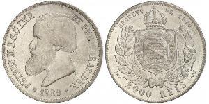 2000 Reis Empire du Brésil (1822-1889) Argent Pierre II du Brésil (1825 - 1891)