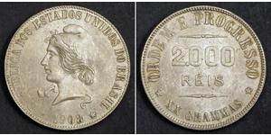 2000 Reis Brasile Argento 