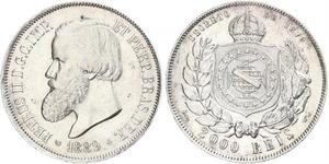 2000 Reis Impero del Brasile (1822-1889) Argento Pietro II del Brasile (1825 - 1891)