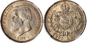 2000 Reis Impero del Brasile (1822-1889) Argento Pietro II del Brasile (1825 - 1891)