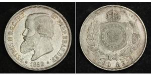 2000 Reis Empire of Brazil (1822-1889) Silver Pedro II of Brazil (1825 - 1891)