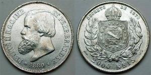 2000 Reis 巴西帝國 (1822 - 1889) 銀 佩德罗二世 (巴西) (1825 - 1891)