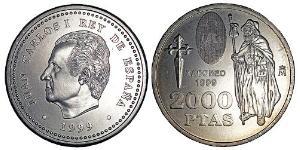 2000 Песета Королевство Испания (1976 - ) Серебро Хуан Карлос I (1938 - )
