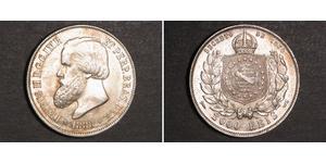 2000 Рейс Бразильская империя (1822-1889) Серебро Педру II (император Бразилии) (1825 - 1891)