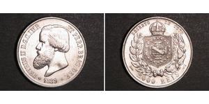 2000 Рейс Бразильская империя (1822-1889) Серебро Педру II (император Бразилии) (1825 - 1891)