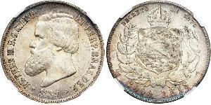2000 Рейс Бразильская империя (1822-1889) Серебро Педру II (император Бразилии) (1825 - 1891)