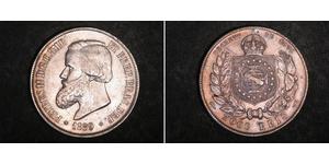 2000 Рейс Бразильська імперія (1822-1889) Срібло Педру II (імператор Бразилії) (1825 - 1891)