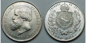 2000 Рейс Бразильська імперія (1822-1889) Срібло Педру II (імператор Бразилії) (1825 - 1891)