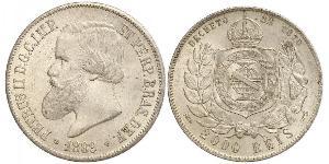 2000 Рейс Бразильська імперія (1822-1889) Срібло Педру II (імператор Бразилії) (1825 - 1891)