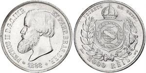 2000 Рейс Бразильська імперія (1822-1889) Срібло Педру II (імператор Бразилії) (1825 - 1891)