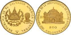 200 Colon El Salvador (1821 - ) Gold 