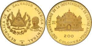 200 Colon El Salvador (1821 - ) Gold 