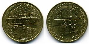 200 Lira Italien Messing 