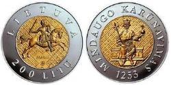 200 Litas Lithuania (1991 - ) Gold/Silver 