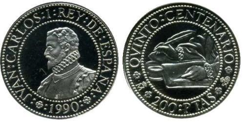 200 Peseta Reino de España (1976 - ) Plata 