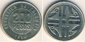 200 Peso Republic of Colombia (1886 - ) Copper/Zinc/Nickel 
