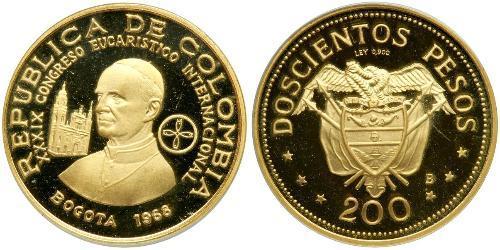 200 Peso Republique de Colombie (1886 - ) Or 