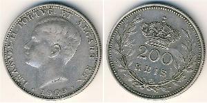 200 Reis Royaume de Portugal (1139-1910) Argent Manuel II de Portugal (1889-1932)