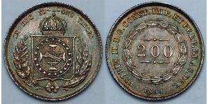 200 Reis Imperio del Brasil (1822-1889) Plata 