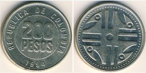 200 Песо Республіка Колумбія (1886 - ) Цинк/Нікель/Мідь 