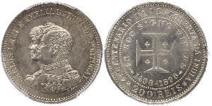 200 Рейс Королевство Португалия (1139-1910) Серебро Карлуш I король Португалии(1863-1908)
