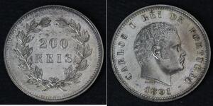 200 Рейс Королевство Португалия (1139-1910) Серебро 