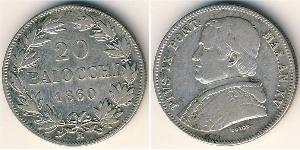 20 Baiocco Estados Pontificios (752-1870) Plata Pío IX (1792- 1878)