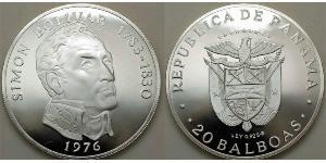 20 Balboa Panama Argent Simon Bolivar (1783 - 1830)