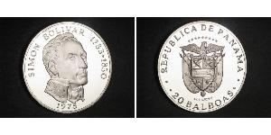 20 Balboa Panama Argent Simon Bolivar (1783 - 1830)