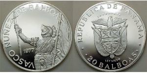 20 Balboa Panama Argent Vasco Núñez de Balboa (1475 – 1519)