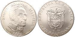 20 Balboa Panamá Argento Simon Bolivar (1783 - 1830)