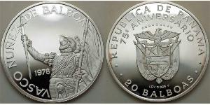 20 Balboa Panamá Argento Vasco Núñez de Balboa (1475 – 1519)