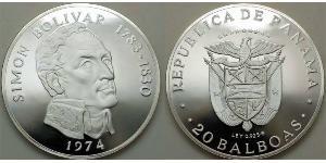 20 Balboa Panama Silber Simon Bolivar (1783 - 1830)