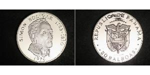 20 Balboa Panama Silber Simon Bolivar (1783 - 1830)