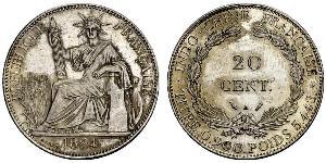 20 Cent Indochine française (1887-1954) Argent 