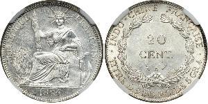 20 Cent Indochine française (1887-1954) Argent 