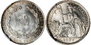 20 Cent Indochine française (1887-1954) Argent 