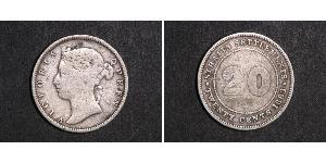 20 Cent Établissements des détroits (1826 - 1946) Argent Victoria (1819 - 1901)