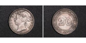 20 Cent Établissements des détroits (1826 - 1946) Argent Victoria (1819 - 1901)