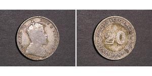 20 Cent Établissements des détroits (1826 - 1946) Argent Édouard VII (1841-1910)