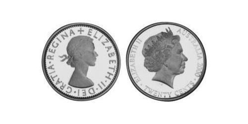 20 Cent Australia (1939 - ) Argento Elisabetta II (1926-2022)