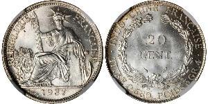 20 Cent Indocina francese (1887-1954) Argento 
