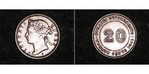 20 Cent Insediamenti dello Stretto (1826 - 1946) Argento Vittoria (1819 - 1901)