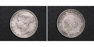 20 Cent Insediamenti dello Stretto (1826 - 1946) Argento Vittoria (1819 - 1901)